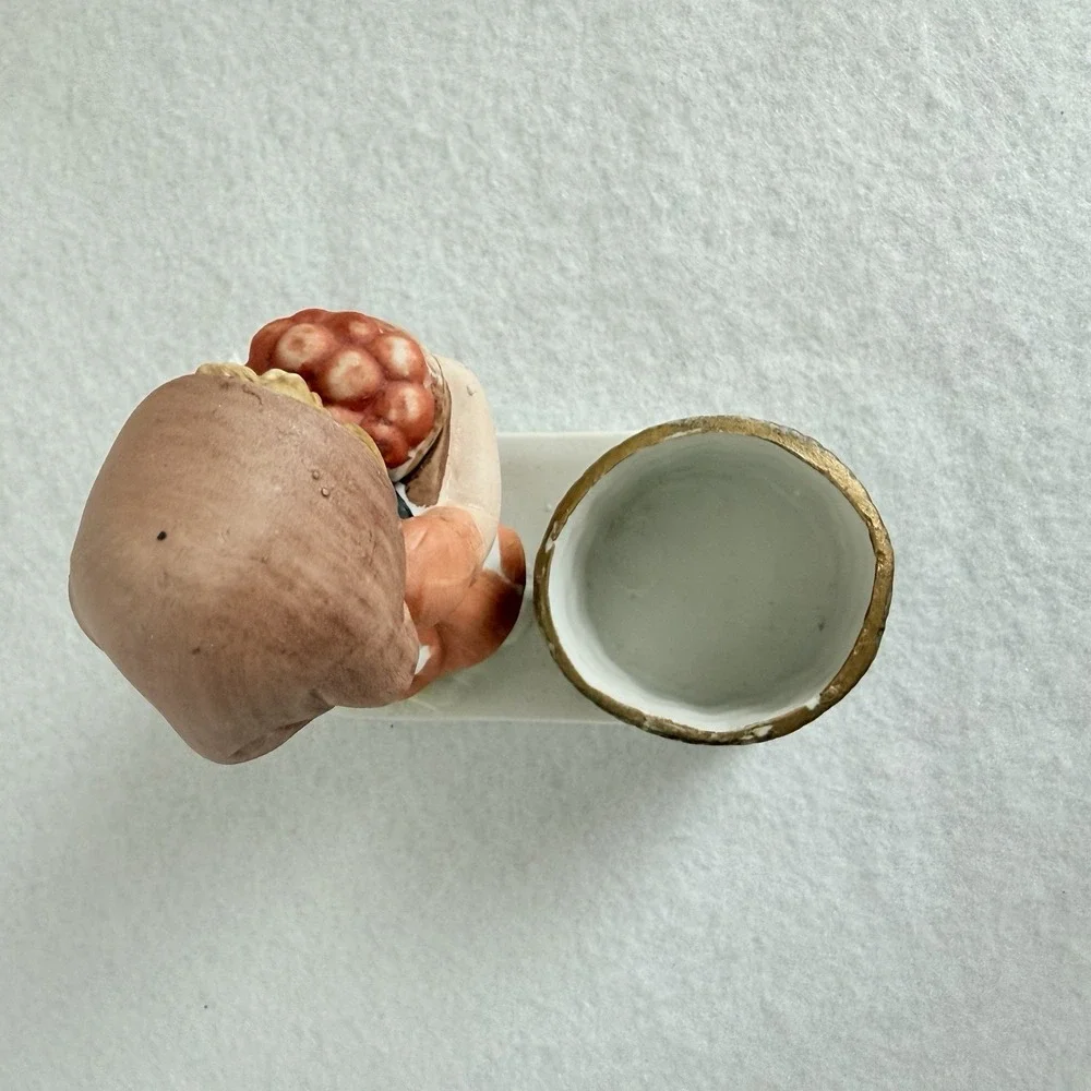 Vintage 1980 WA Ceramic Dutch Girl Apple Basket‎ Taper Candle Holder Figurine 5